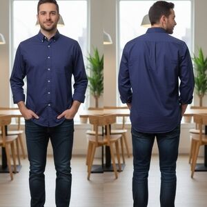 Classic Chaps Men's Button-Up Shirt | Blue | Size 15-15.5 | Stylish Staple!